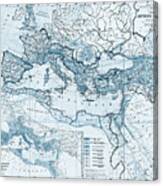 Vintage Map Roman Empire Europe 1889 Blue Canvas Print