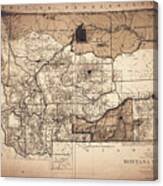 Vintage Map State Of Montana 1887 Sepia Canvas Print