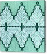 Vintage Textile Yarn Couching Technique With Graphic Pulse Pattern In White And Retro 1950s Era Aquamarine And Brunswick Greens Canvas Print