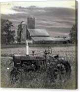Vintage Tractor At The Country Farm Canvas Print