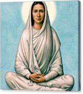 Virgin Mary Meditating On Blue Canvas Print