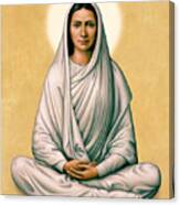 Virgin Mary Meditating On Gold Canvas Print
