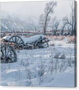 Wagons In The Snow, Grand Tetons Canvas Print