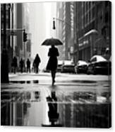Walking In The Rain In New York Canvas Print