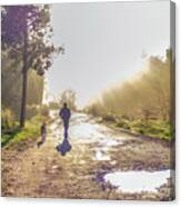 Walking Into The Morning Mist Canvas Print