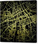 Warsaw Map In Gold And Black Canvas Print