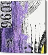 Watching You Abstract Collage In Purple Black White Yellow Numbers Canvas Print