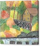 Water Wheel In Autumn Canvas Print