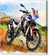 Watercolor Africa Twin Adventure Motorcycle By Vart Canvas Print