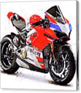 Watercolor Ducati Panigale V4s Motorcycle, Oryginal Artwork By Vart Canvas Print