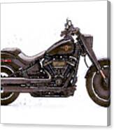 Watercolor Harley-davidson Fat Boy Black Motorcycle - Oryginal Artwork By Vart. Canvas Print