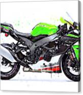 Watercolor Kawasaki Ninja Zx10r Motorcycle - Oryginal Artwork By Vart. Canvas Print