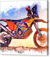 Watercolor Ktm 450 Rally Dakar Motorcycle - Oryginal Artwork By Vart. Canvas Print