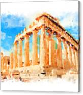 Watercolor. The Parthenon, Greece By Vart Canvas Print