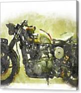 Watercolor Vintage Motorcycle By Vart. Canvas Print