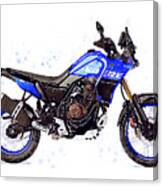 Watercolor Yamaha Tenere 700 Blue Motorcycle - Oryginal Artwork By Vart. Canvas Print