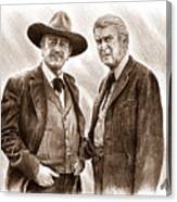 Wayne And Stewart Sepia Ver Canvas Print