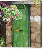 Weathered Door And Flowers Canvas Print