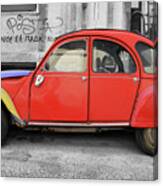 Well Loved Citroen 2cv On The Streets Of Athens Greece Color Splash Black And White Canvas Print