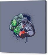 Werewolf And A Sasquatch Going At It With Some Boxing Gloves In The Ring Canvas Print