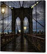 Wet Day On The Brooklyn Bridge Canvas Print