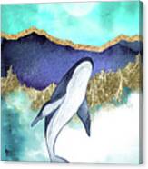 Whale And Moon Canvas Print