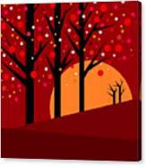 Whimsical Moonrise In Red Canvas Print