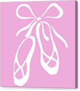 White Ballet Slippers On Baby Pink Canvas Print
