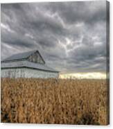 White Barn Before Storm Canvas Print