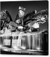 Fountain Of Hometown Arkansas Glory - Black And White Canvas Print