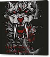 Wild Saber-tooth Tiger Black And Red Canvas Print