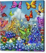 Wildflowers Pixies Bluebonnets N Butterflies Canvas Print