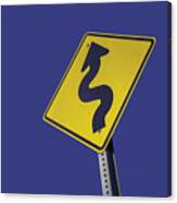 Winding Road Ahead Warning Sign Canvas Print