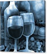 Wine For Two In Blue Canvas Print