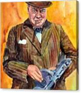 Winston Churchill With A Tommy Gun Canvas Print