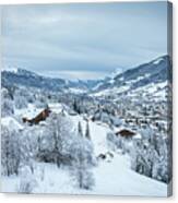 Winter Alpine Landscape In Megeve Canvas Print