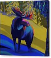 Winter Blue Moose Canvas Print