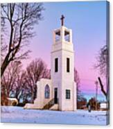 Winter Grace - The Tontitown Bell Tower In A Purple And Blue Dawn Canvas Print