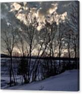 Winter Lake Clouds View West Canvas Print