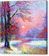Winter Nightfall, Snow Scene Canvas Print