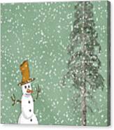 Winter Scene With Snowman 5 Canvas Print
