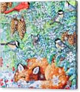 Winter Sleeping Fox Canvas Print