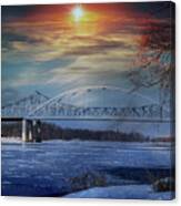 Winter Sun Over Bridge Canvas Print