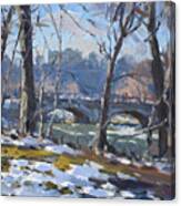 Winter Sunny Day By Niagara River Canvas Print