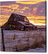 Winter Sunset At Mapleton Barn Canvas Print