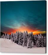 Winter Sunset In The Mountains Canvas Print