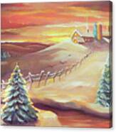 Winter Sunset On The Farm Canvas Print