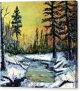 Winter Sunset Stream Canvas Print