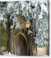 Winter Yew Trees Stow On The Wold Church Canvas Print
