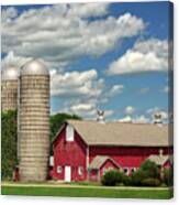 Wisconsin Primary Colors - Dairy Barn And Ivy Covered Silo In Cooksville Wisconsin Canvas Print
